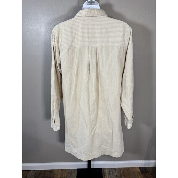 Madewell Women Medium Corduroy Long Sleeve Mini Shirt Dress Beige Preppy - Picture 4 of 9
